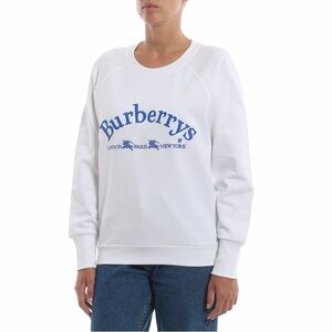 Burberry Logo Embroidered White Sweatshirt